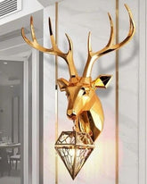 Golden Geometric Deer Wall Light