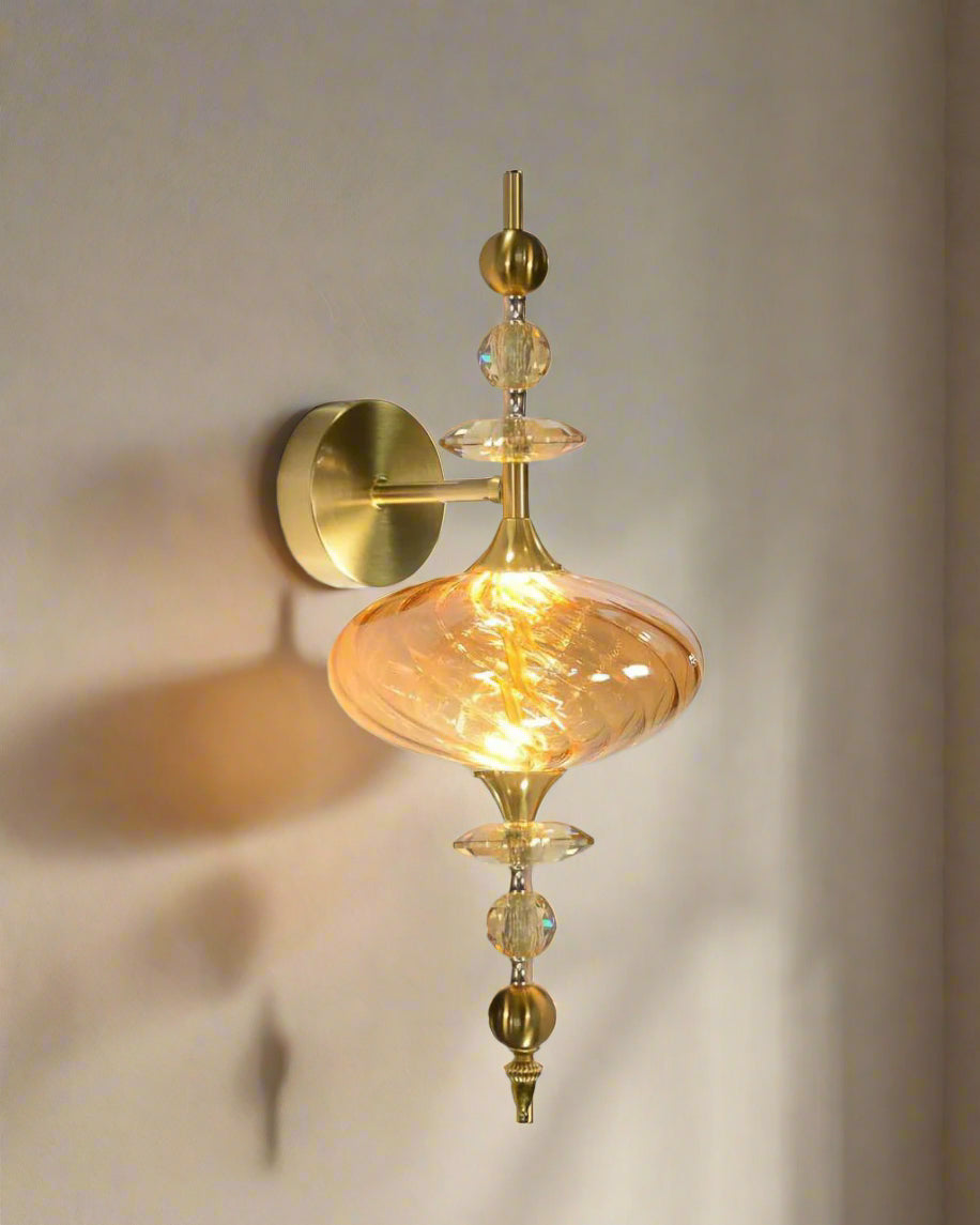 Royal Amber Crystal Wall Sconce - Amber