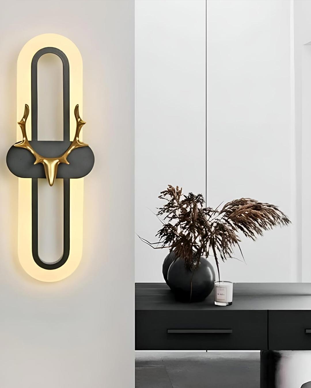 Oval Shaped Dear LED Wall Light - Black - The Decor Kart