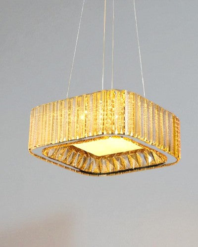Golden Square Crystal Panel Chandelier