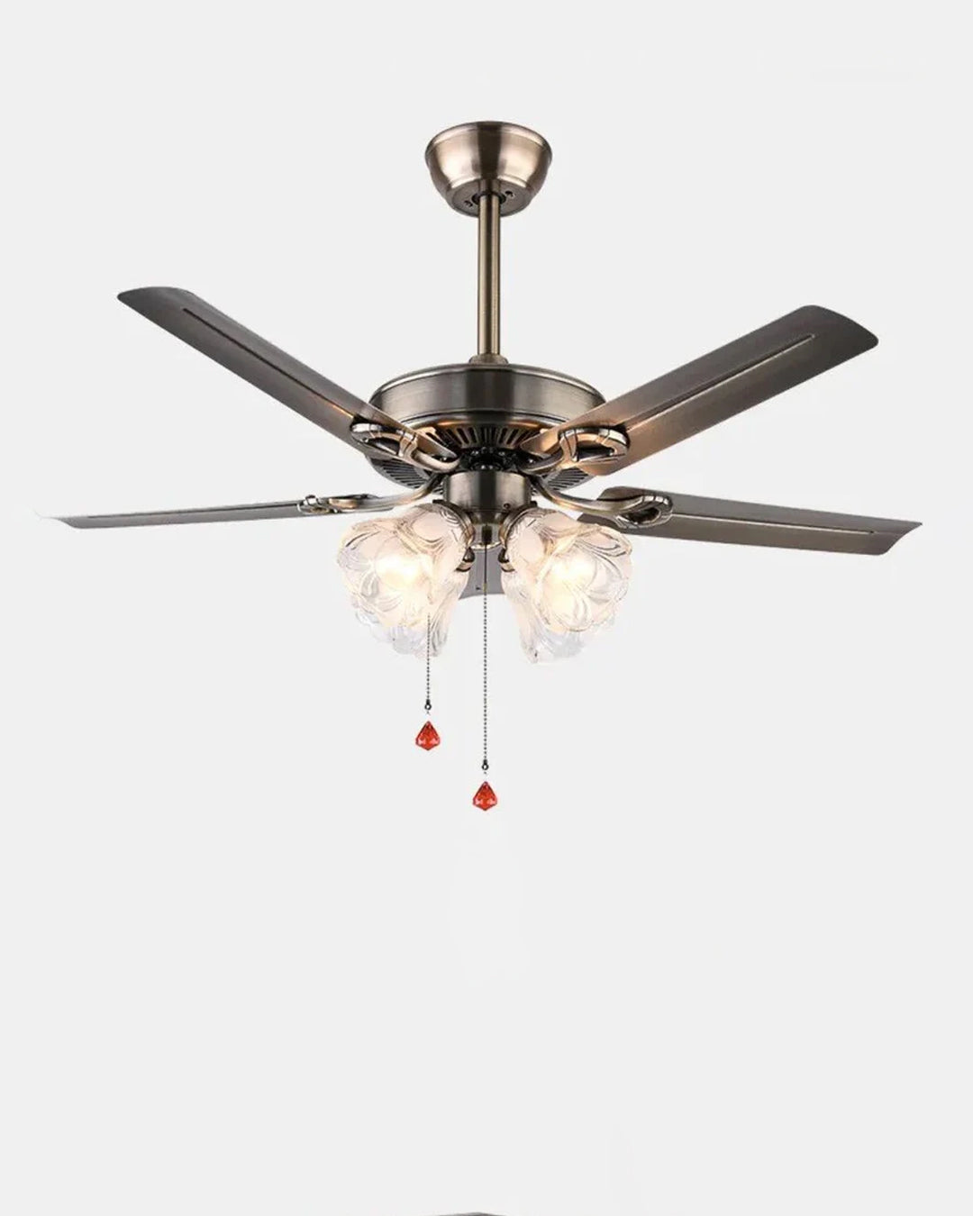 Vintage Rose Glass Ceiling Fan with Lights