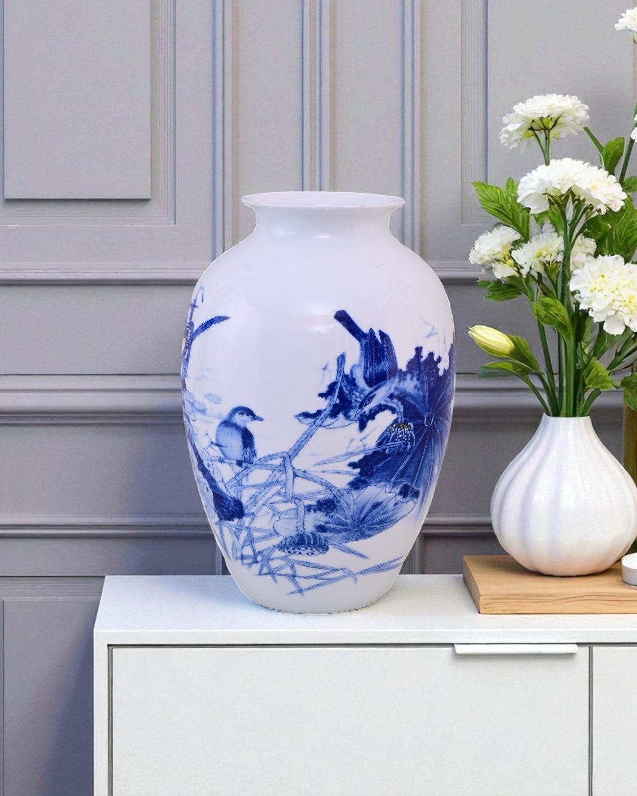 Blue Lotus Elegance Bone China Vase