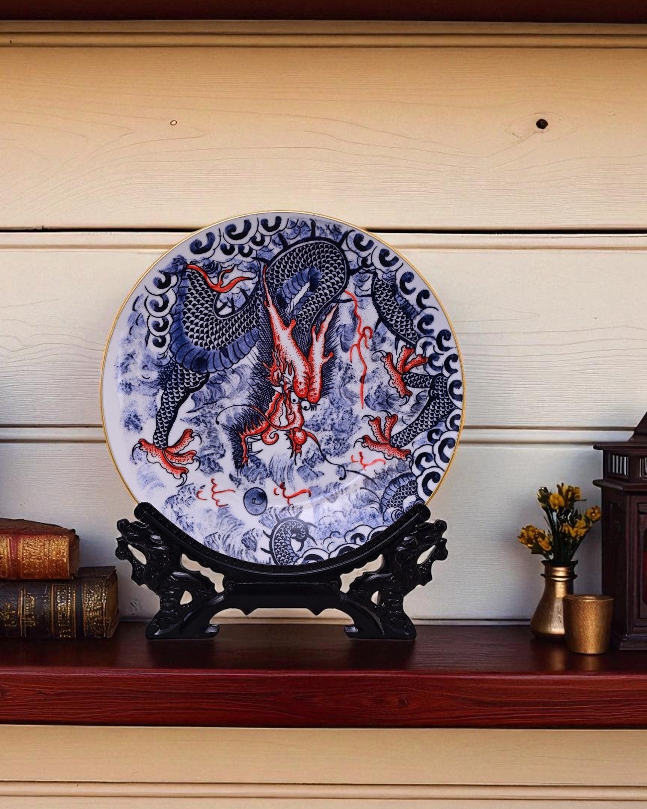 Imperial Blue Dragon Decorative Plate
