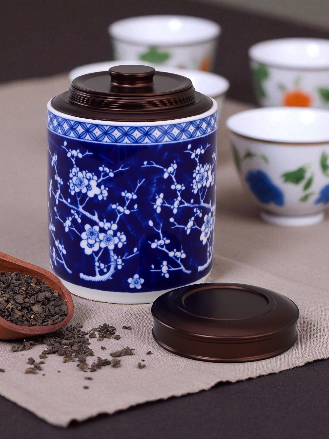 Sakura Blue & White Porcelain Storage Jar