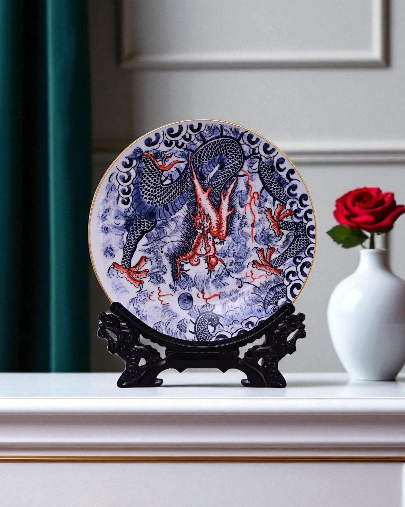 Imperial Blue Dragon Decorative Plate