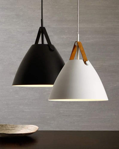 Leather Strap Pendant Light - White