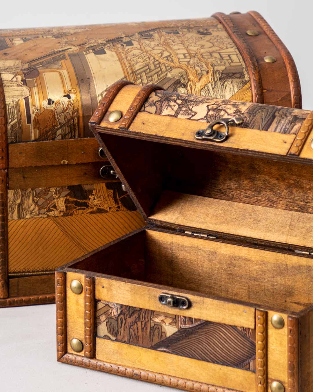 'Secrets of the Gilded Coffer' Vintage Treasure Chest - Set of 2