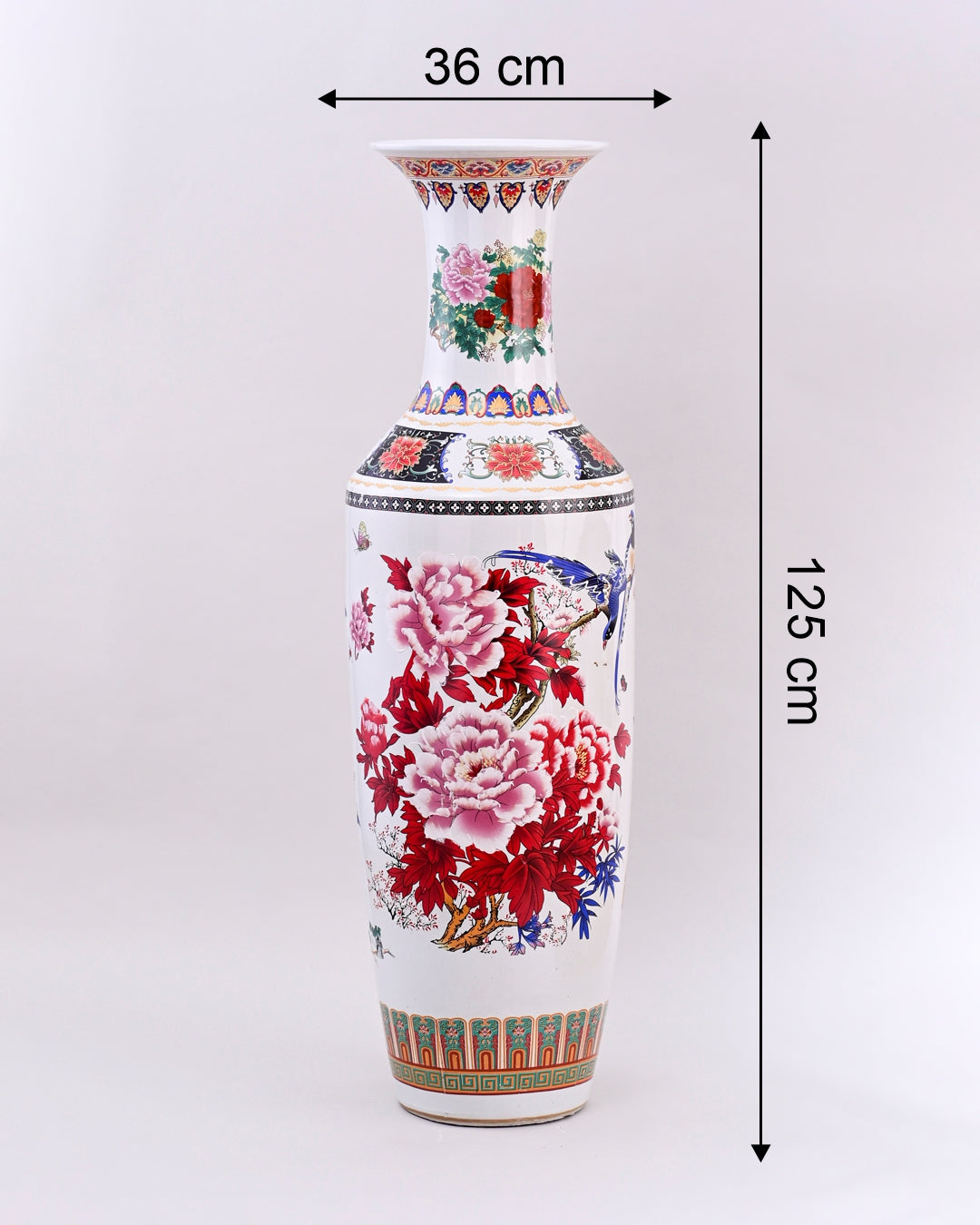 Majestic Peacock & Blossom Tall Floor Vase - 125 cm