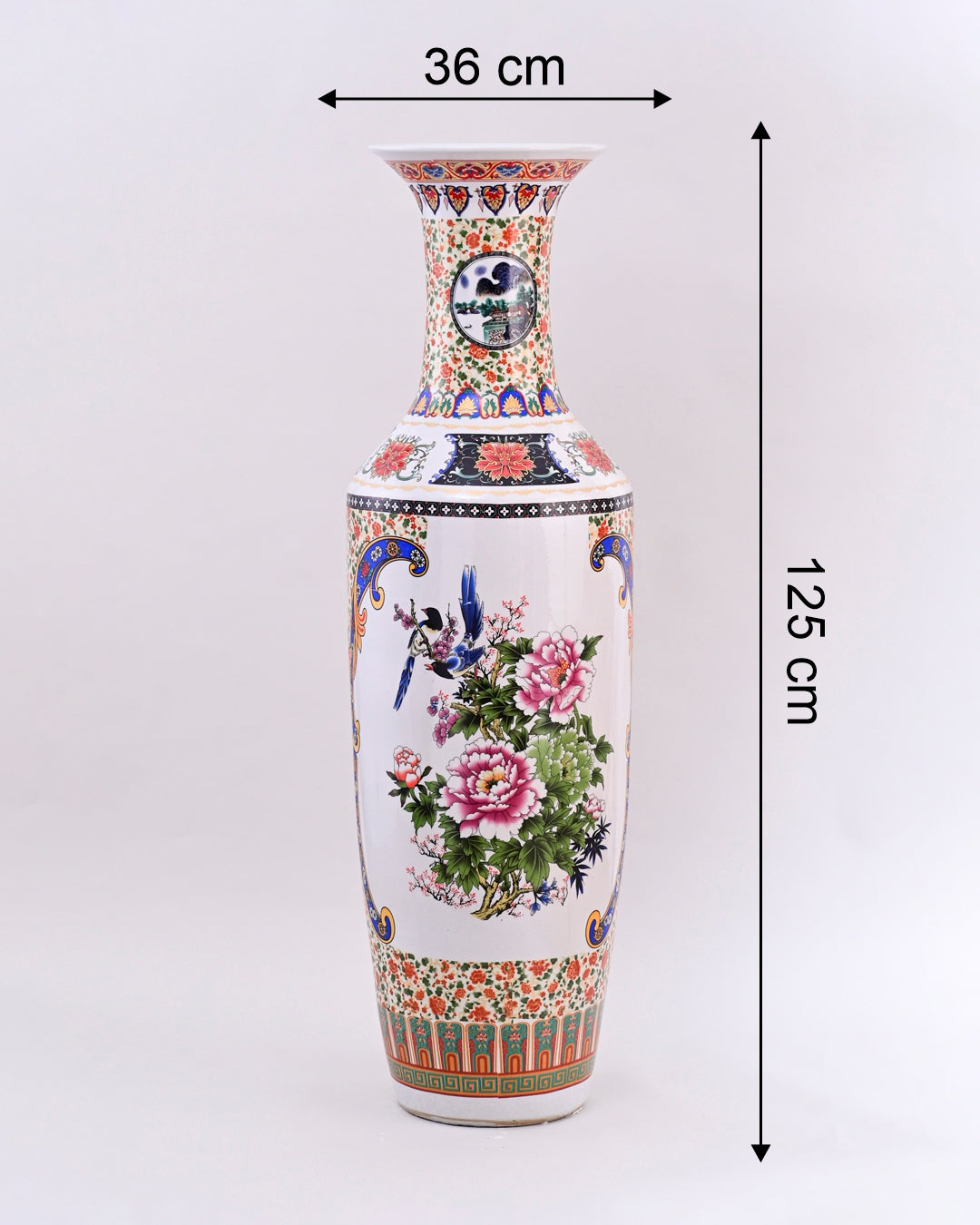 Regal Blossom & Songbird Tall Floor Vase - 125 cm