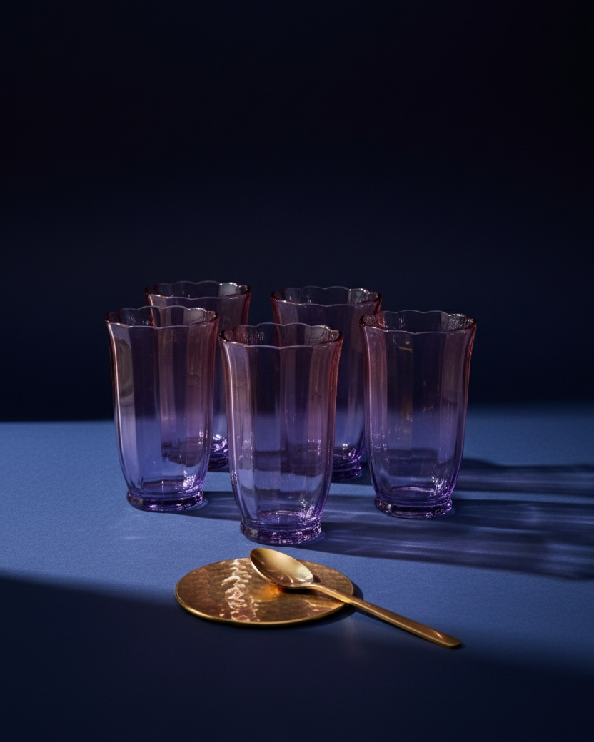 Purple Ombré Tulip Tall Glass - Set of 6