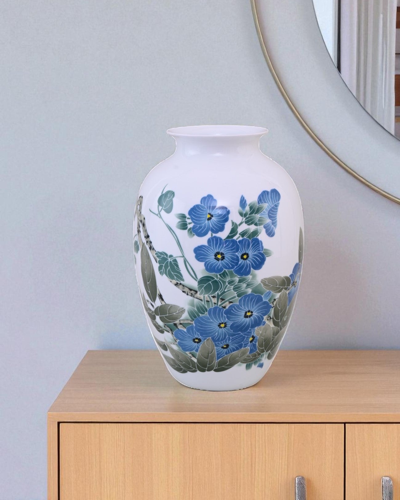 Fencai Blue Blossom Bone China Vase
