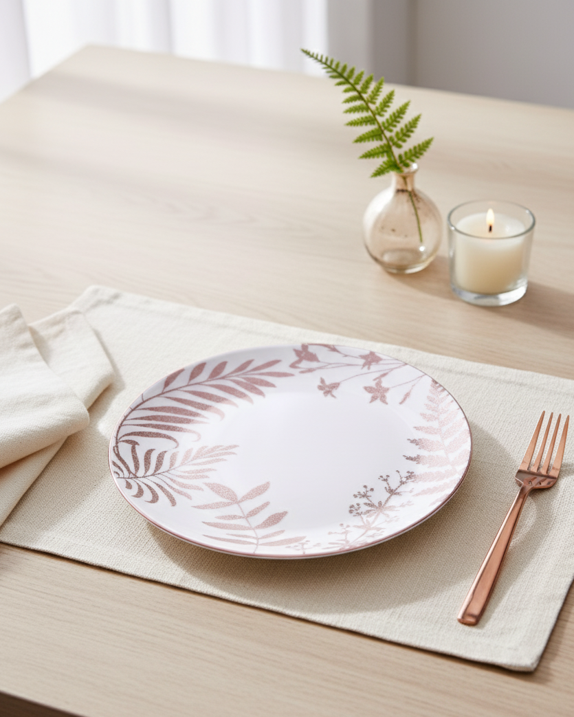 Pink Fern Serenity Dinner Set - Set of 16