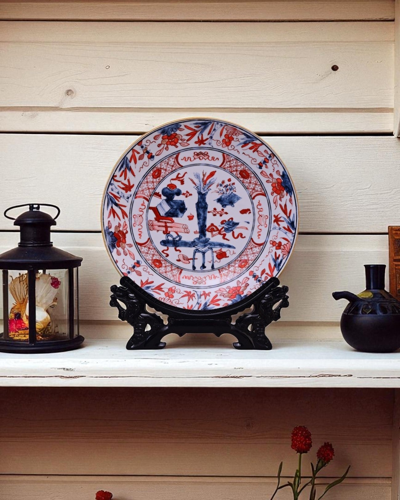 Oriental Imari Garden Decorative Plate - 26 cm
