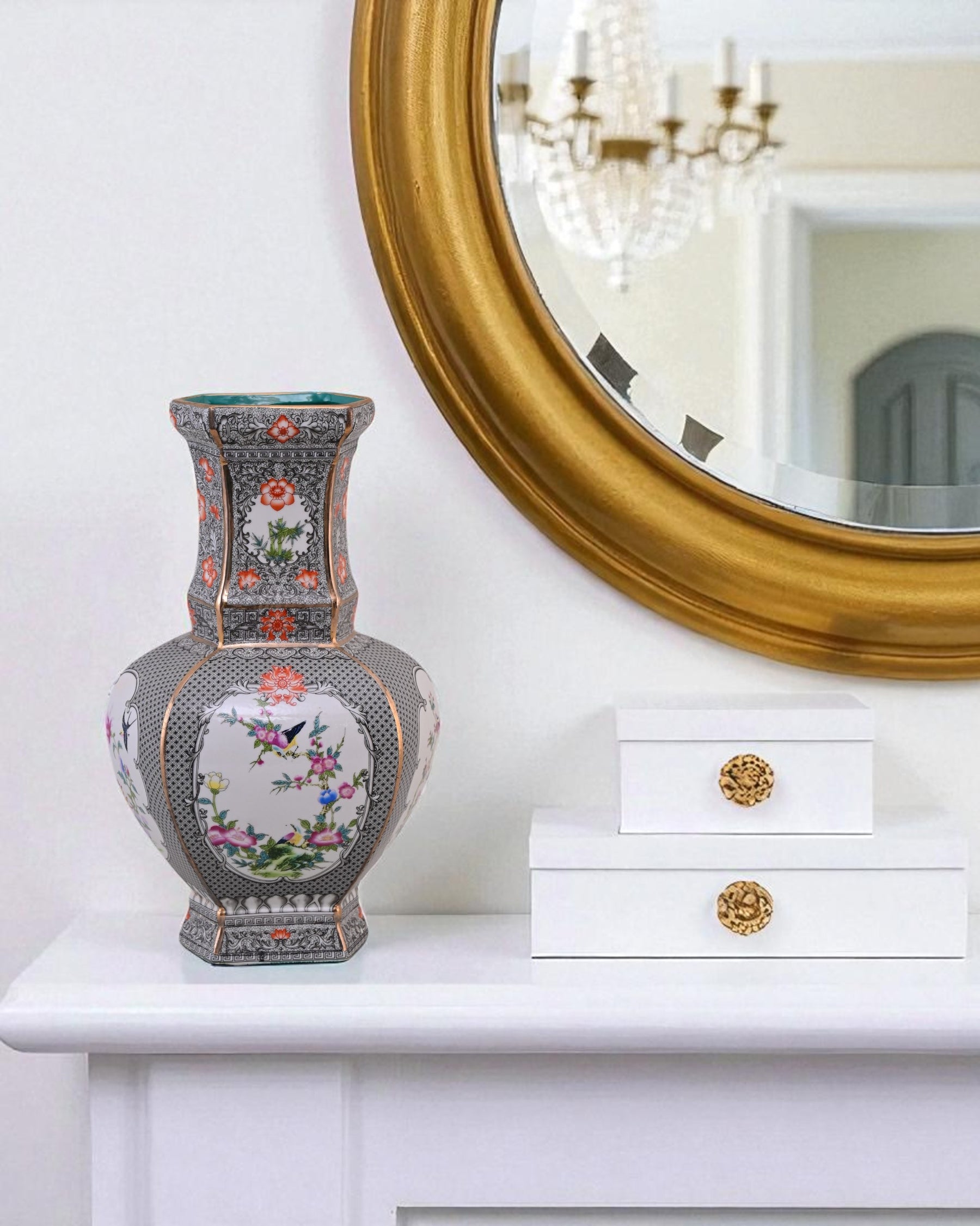 Imperial Noir Floral Cloisonne Vase
