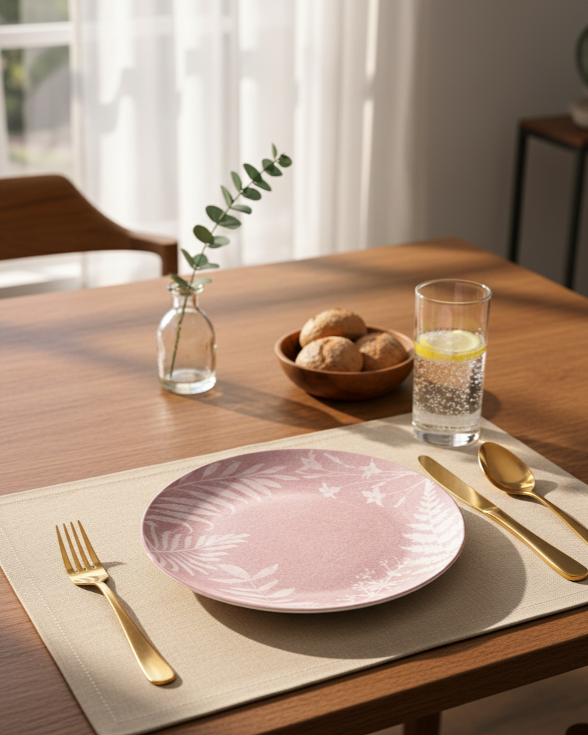 Pink Fern Serenity Dinner Set - Set of 16