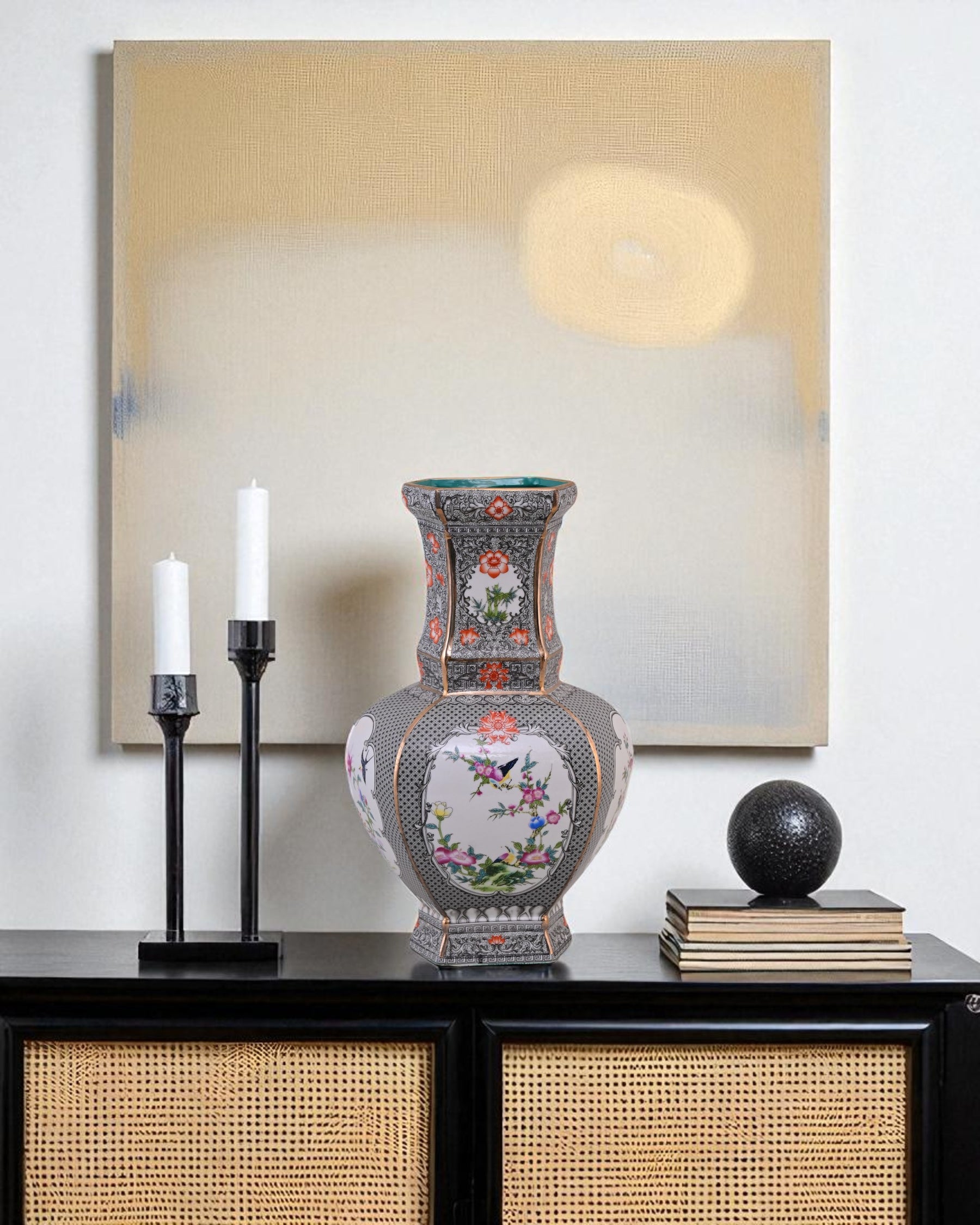 Imperial Noir Floral Cloisonne Vase
