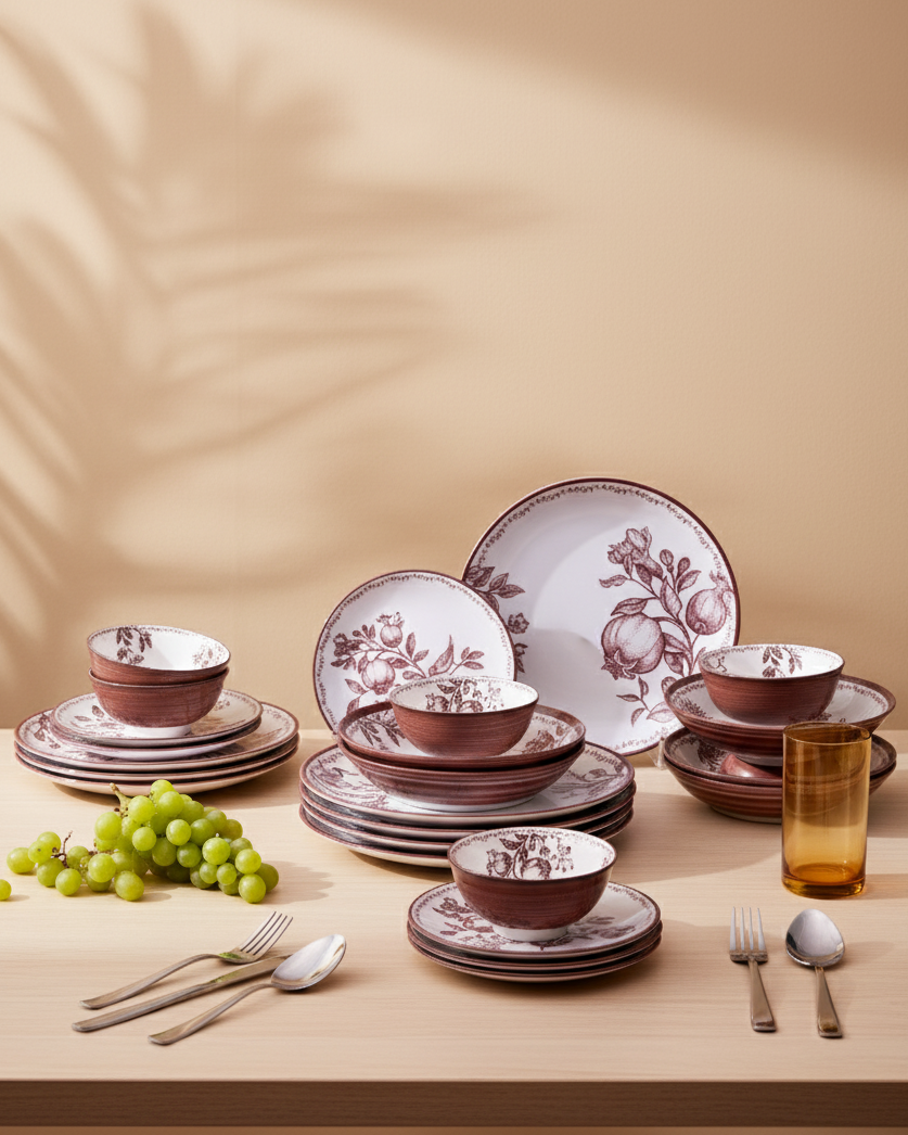 Timeless Pomegranate Charm Dinner Set Red - Set of 16
