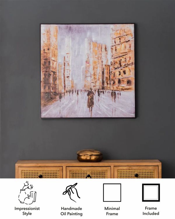 European Cityscape Semi Hand-made Wall Art - 32*32 Inch - The Decor Kart
