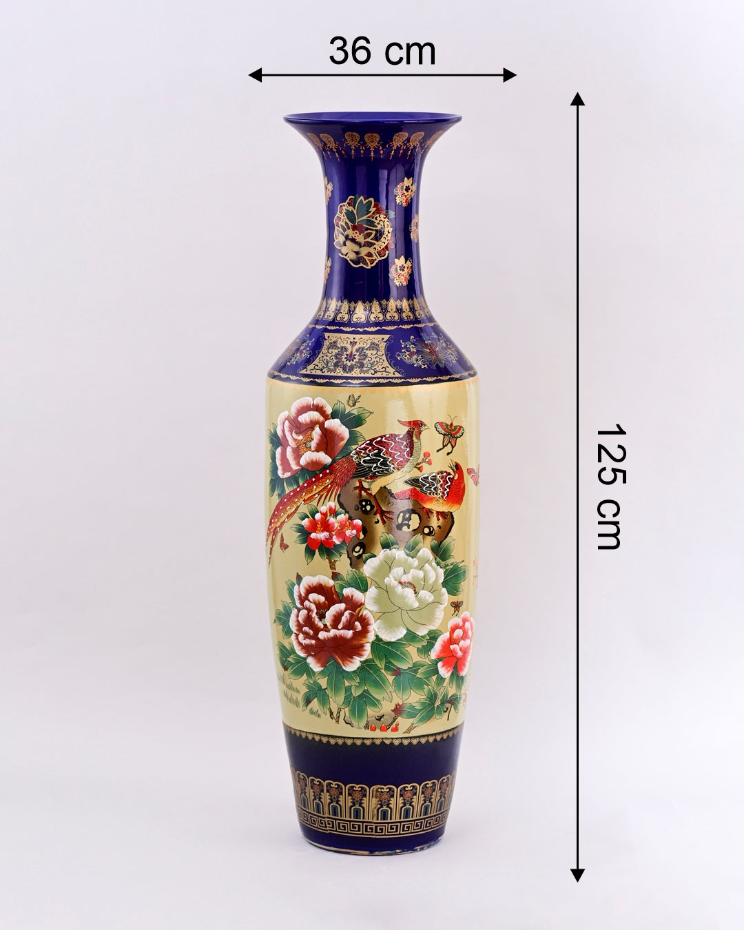 Imperial Peacock & Blossom Tall Floor Vase - 125 cm
