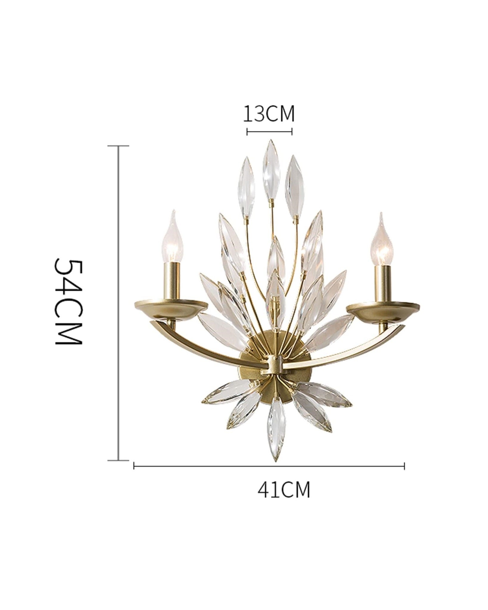 Crystal Glass Brass Bracket Wall Light
