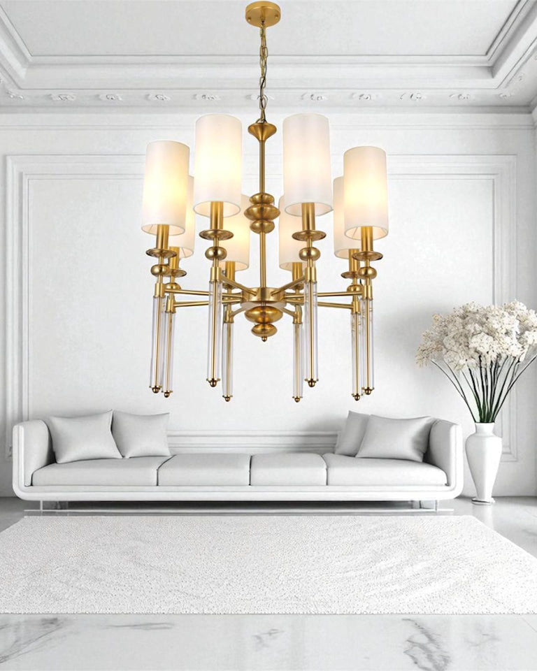 "Golden Column" Contemporary Chandelier - 8 lights