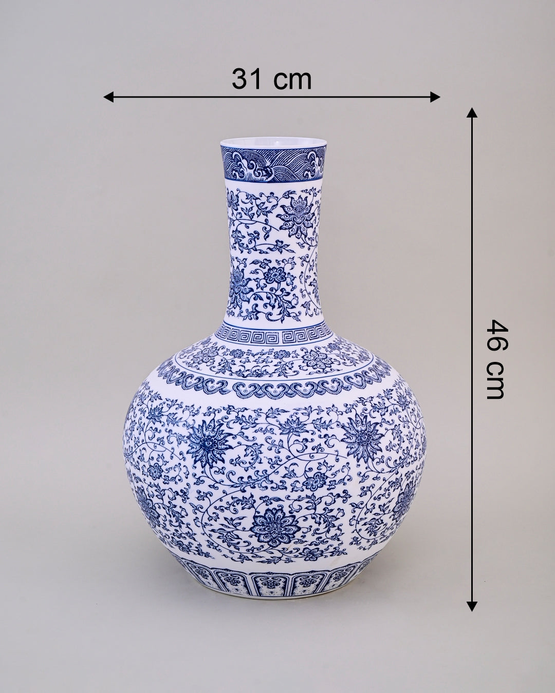 Classic Blue & White Porcelain Gourd Vase - 46cm