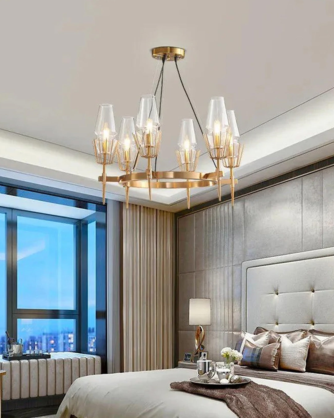 Regal Aura Round Chandelier - 6 Bulbs