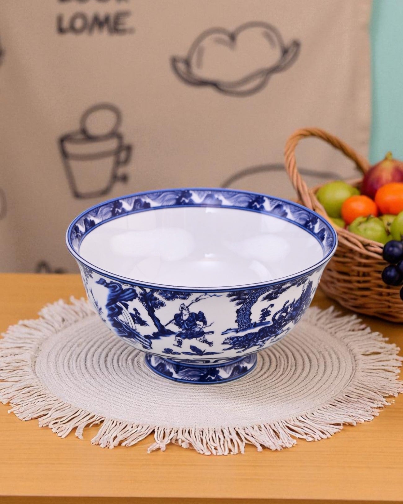 Blue & White Footed Ceramic Katori - Set Of 6
