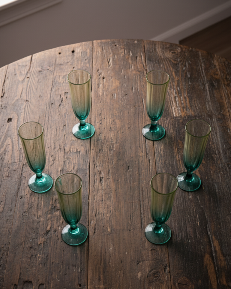 Green Ombré Tulip Champagne Flute - Set of 6