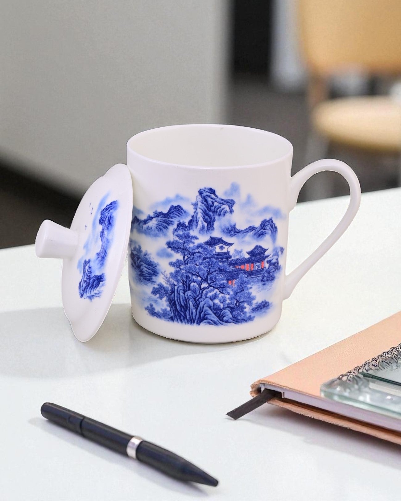 'Classic Blue Landscape' Fine Bone China Mug