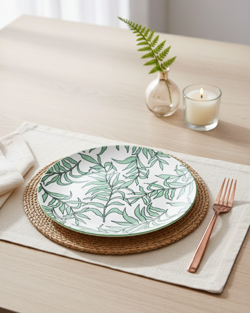 Verdant Leaf Harmony Dinner Set - Set of 16