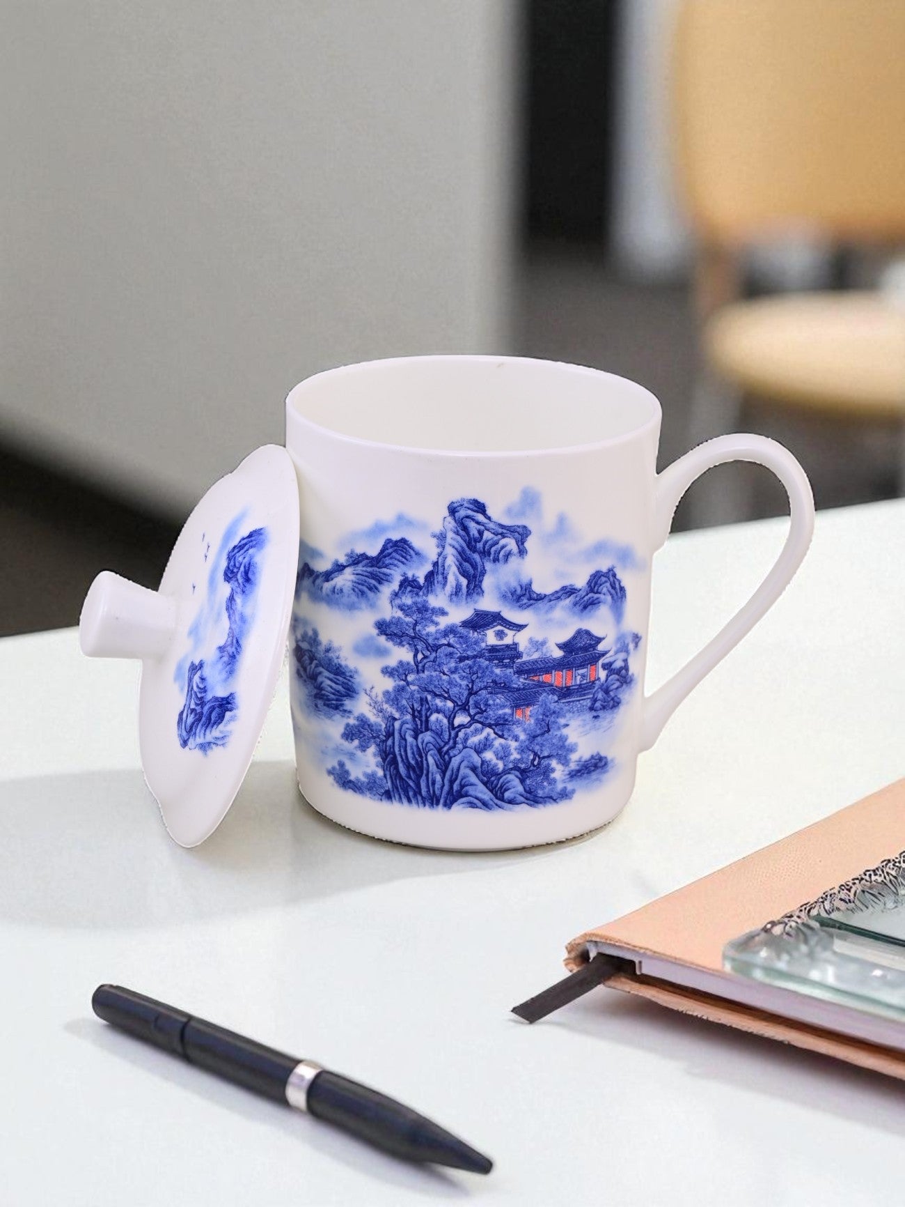 'Classic Blue Landscape' Fine Porcelain Mug