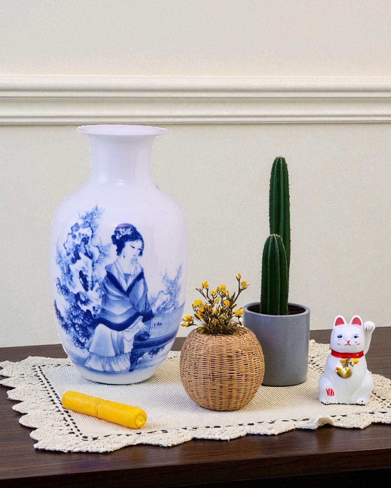 Imperial Blue & White Handcrafted Bone China Vase