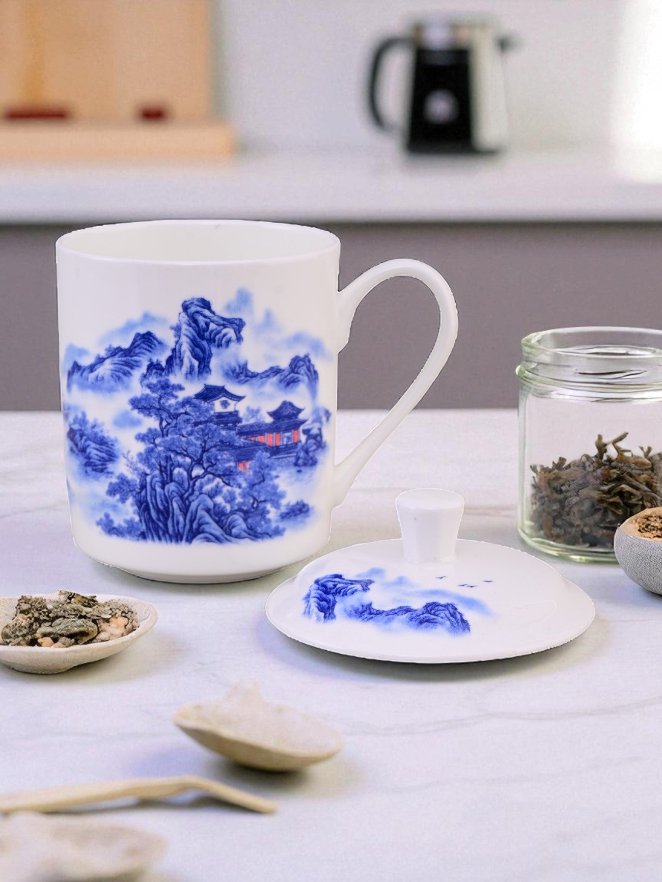 'Classic Blue Landscape' Fine Porcelain Mug