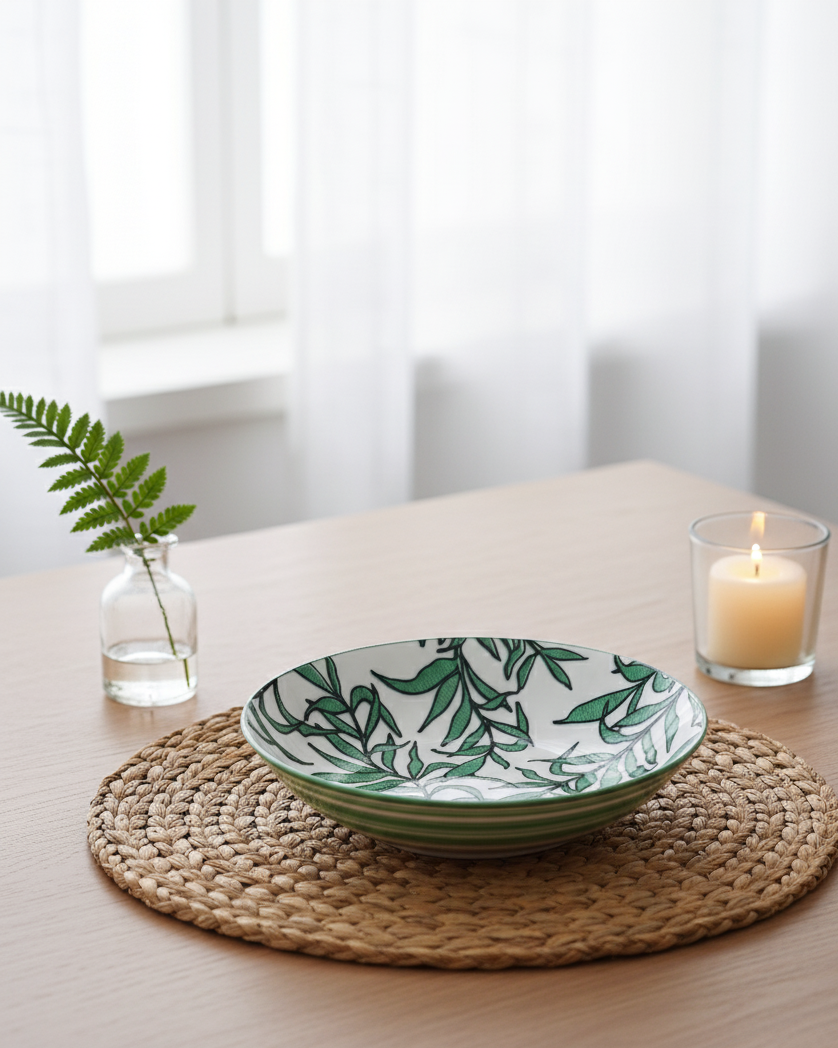 Verdant Leaf Harmony Dinner Set - Set of 16