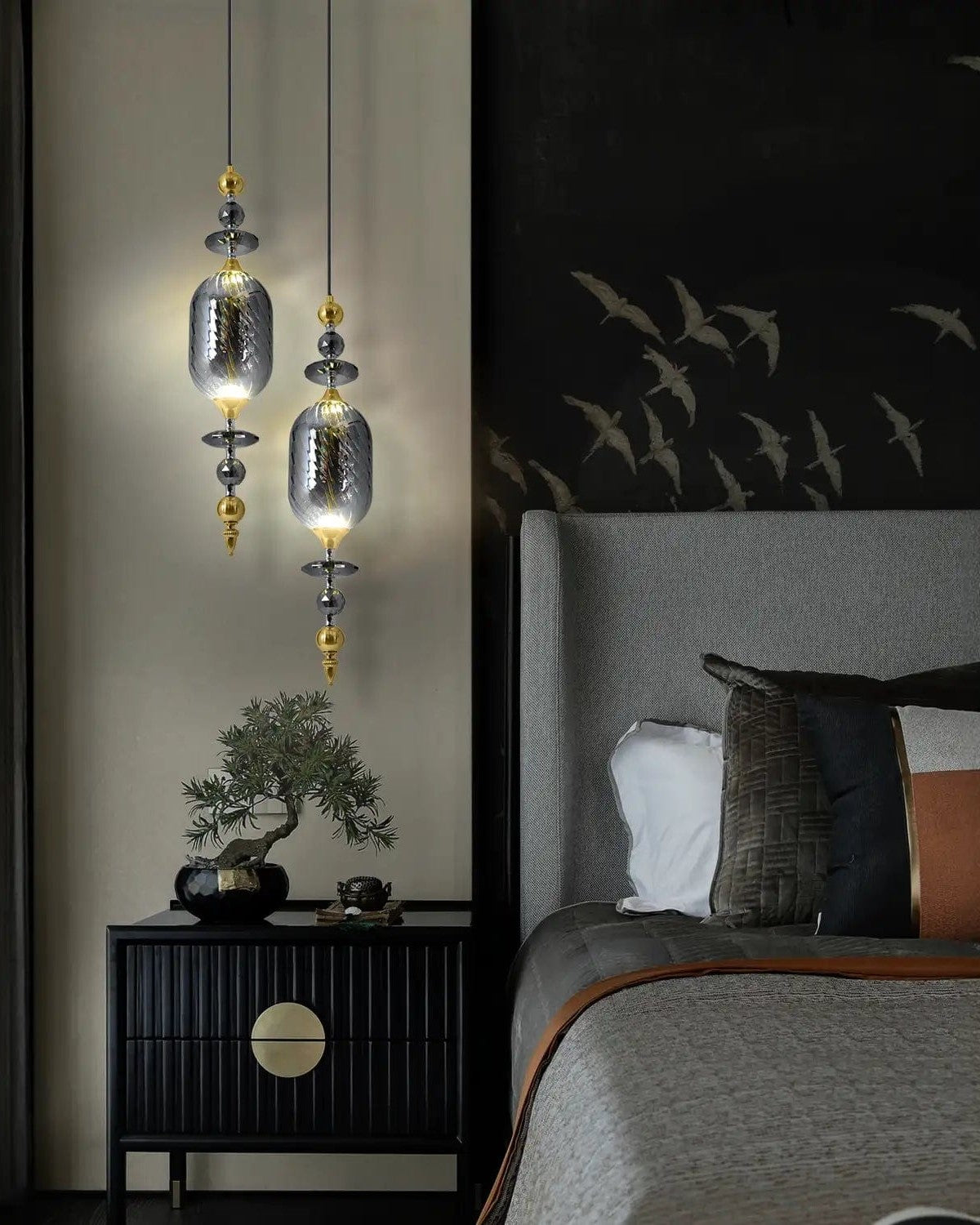 Vintage Royal Barrel Glass Pendant Light