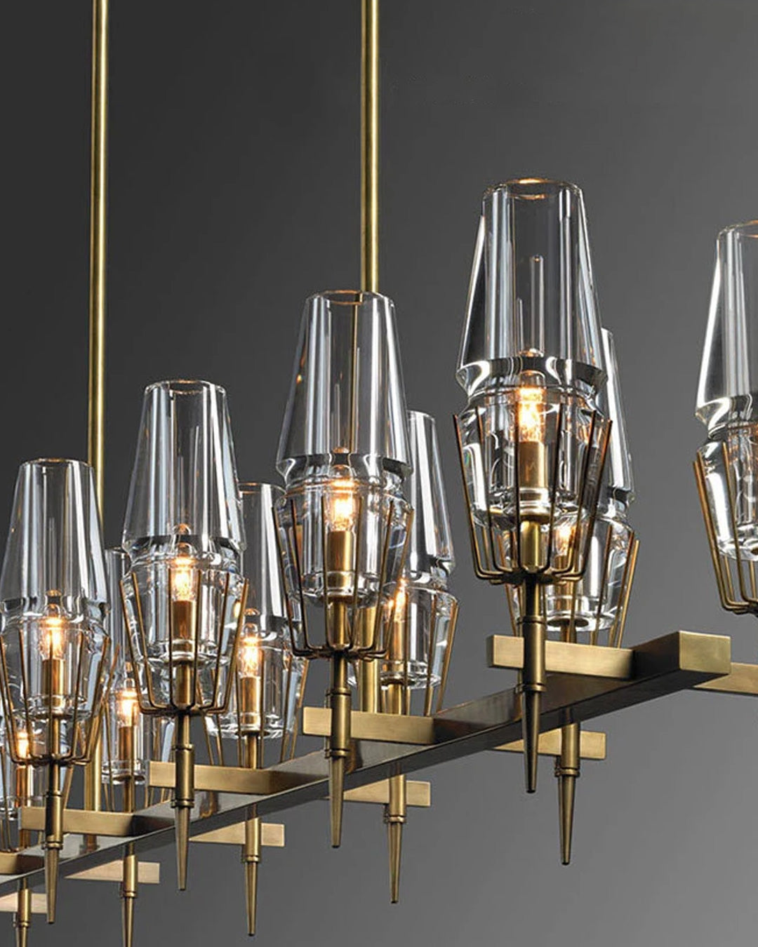 Regal Aura Rectangular Chandelier - 10 Bulbs