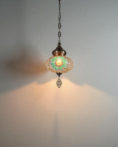 Mosaic Glow Turkish Pendant Light - Green