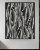 Whispers of Form 3D Abstract Oil Painting - Grey