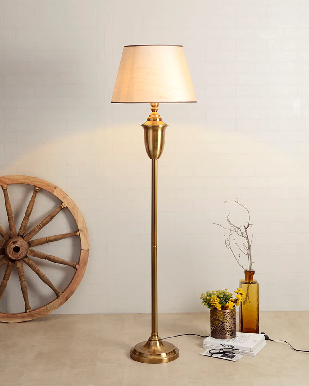Mid-Century Gold Metal Floor Lamp - The Decor Kart