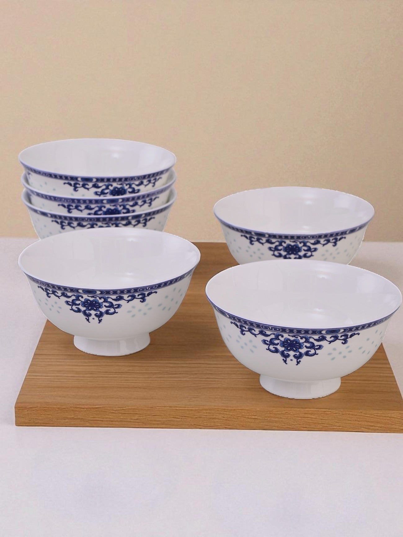 Royal Indigo Charm Ceramic Katori - Set Of 6