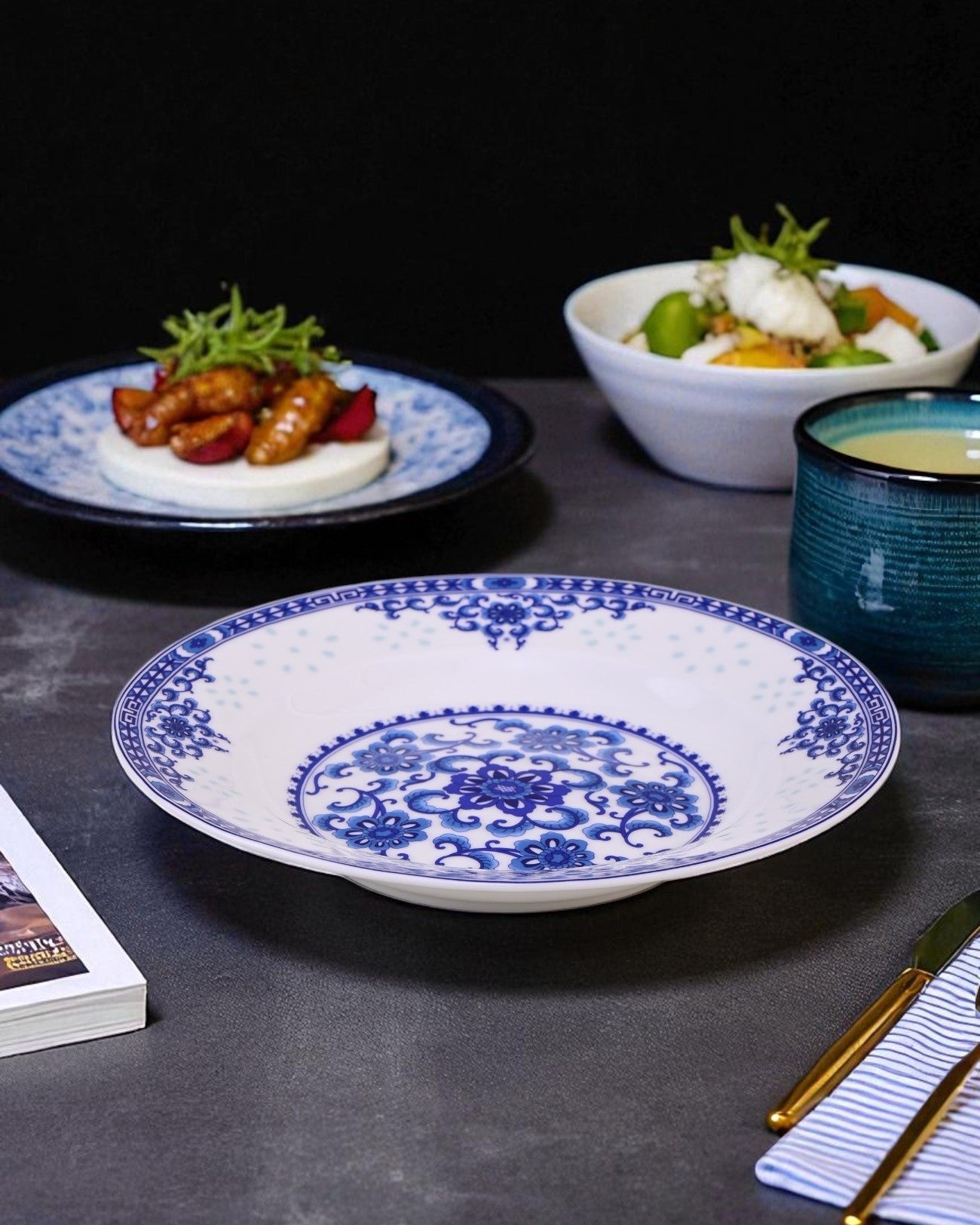 Heritage Blue Pottery Pasta Plate