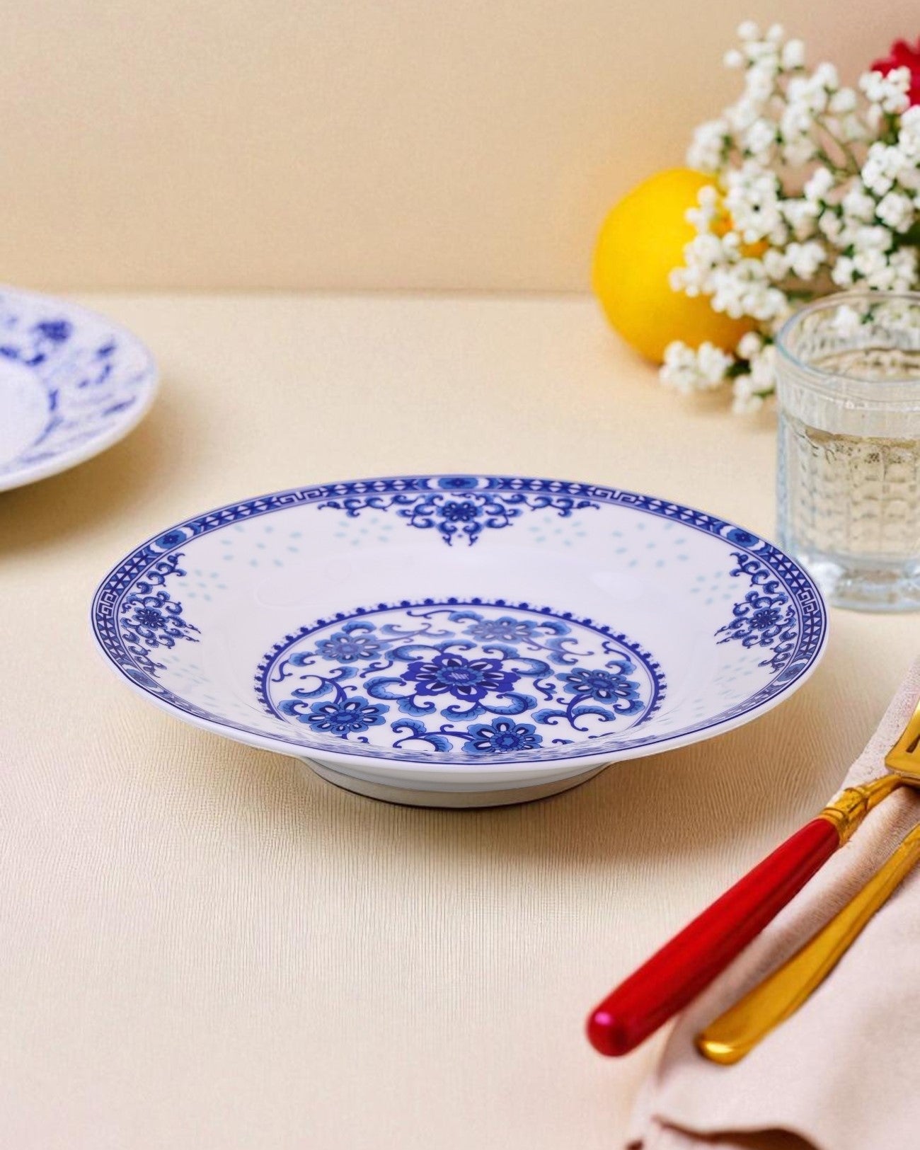 Heritage Blue Pottery Pasta Plate
