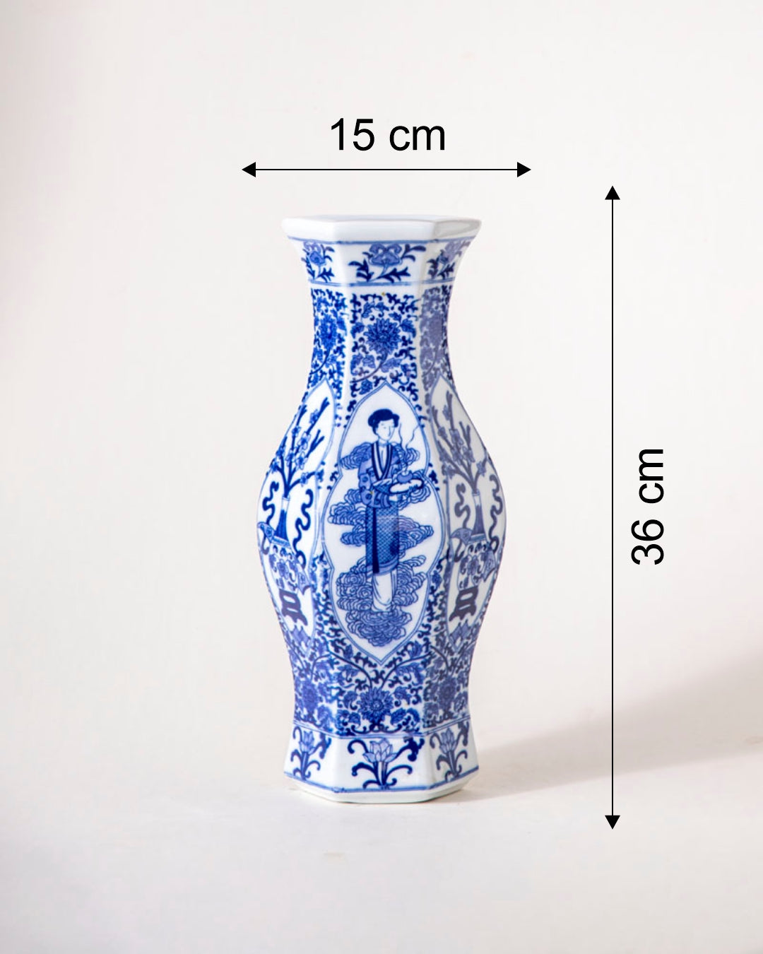 Blue and White Hexagonal Wall Vase