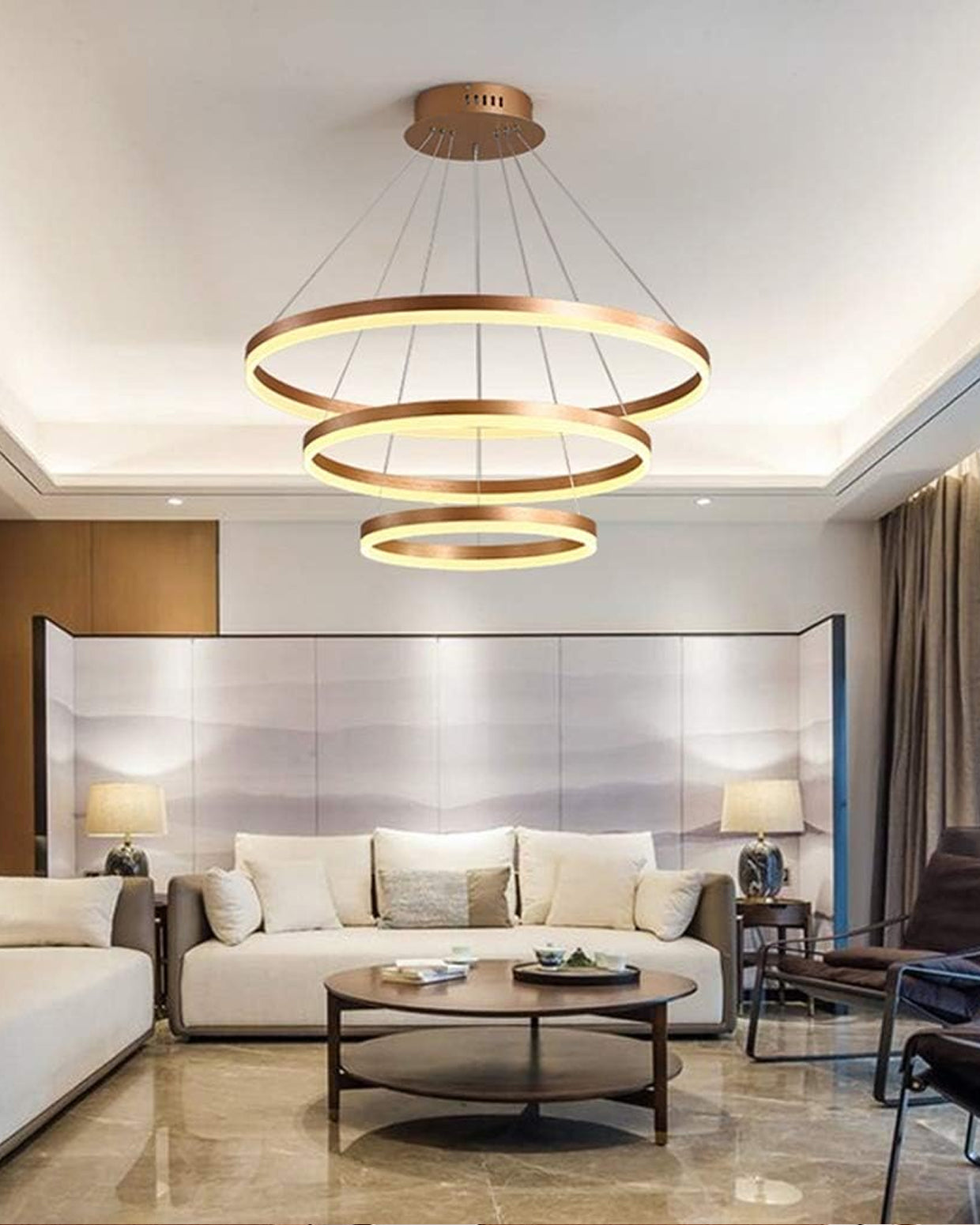 Celeste Halo Triple Ring LED Chandelier