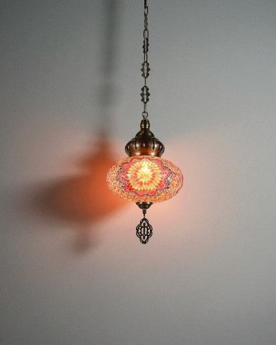 Mosaic Glow Turkish Pendant Light - Orange