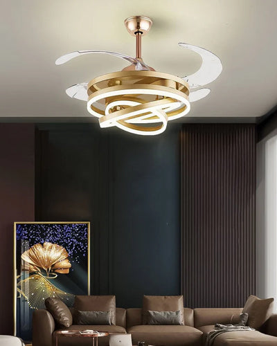 Solstice Retractable Ceiling Fan + Chandelier Light (with Remote Control)