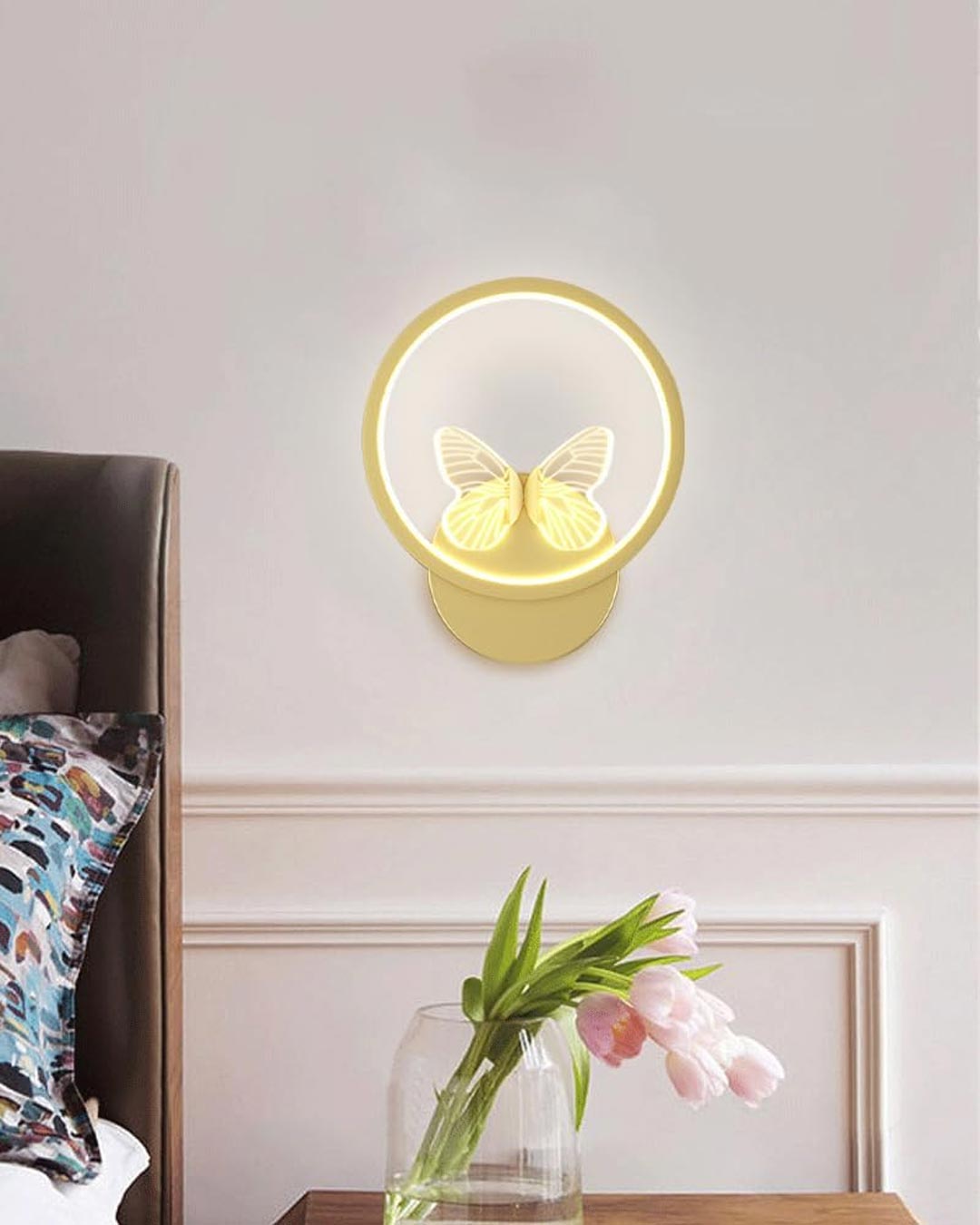 Butterfly Round Wall Sconce - Gold - The Decor Kart