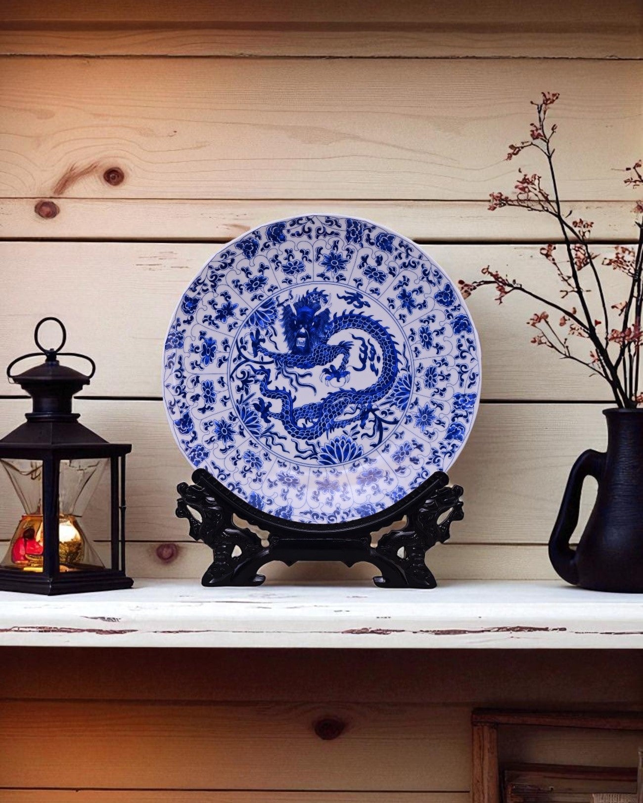 Imperial Blue Dragon Decorative Plate - 10"
