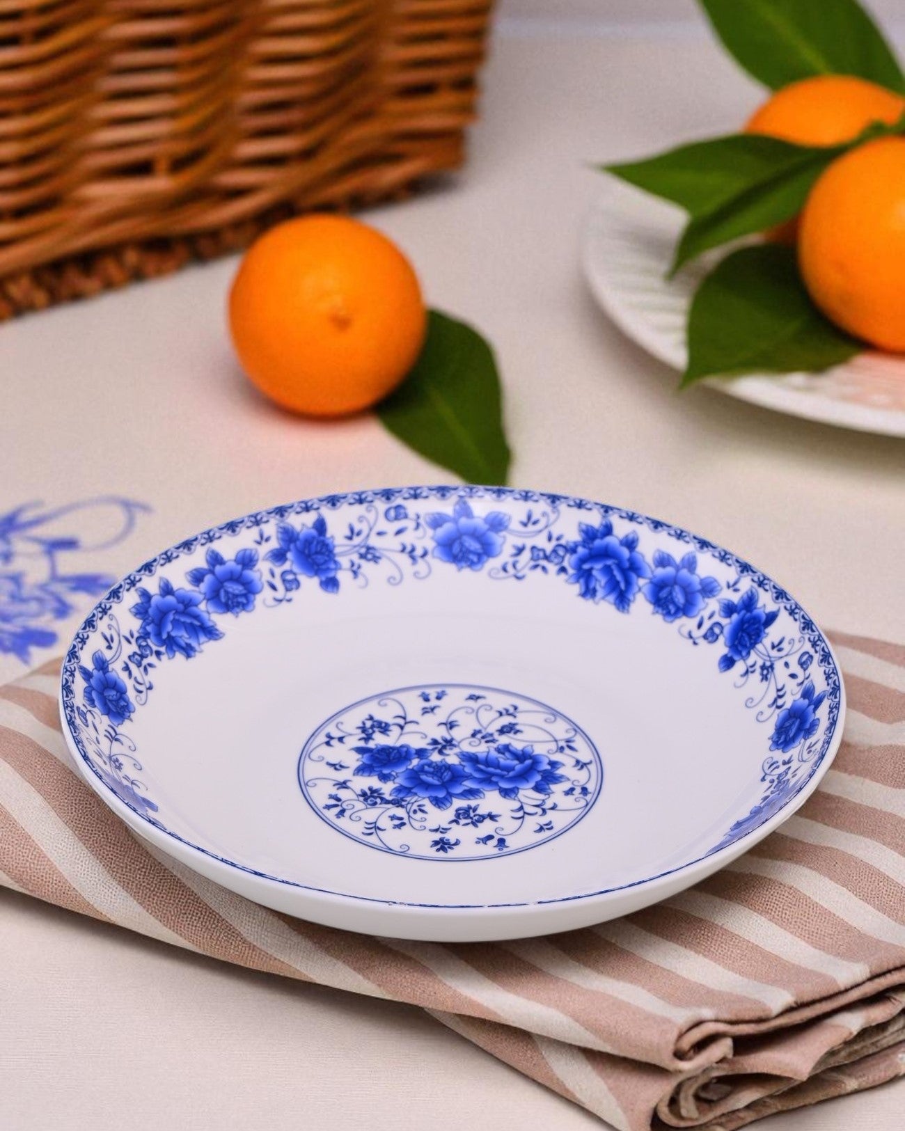 Blue Eden Floral Rim Pasta Bowl
